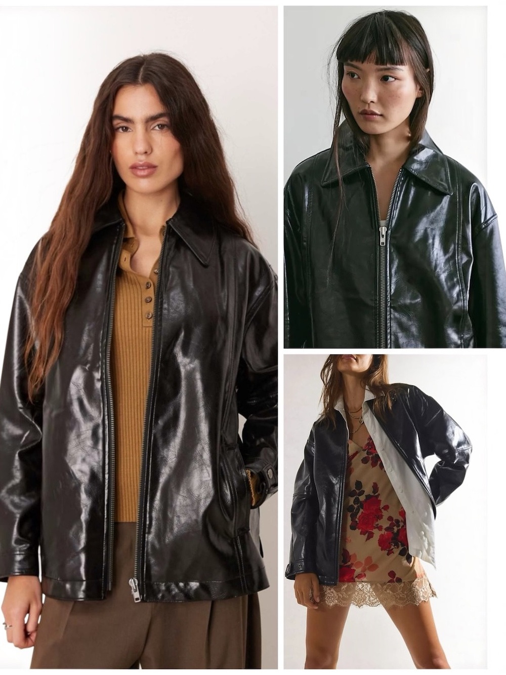 Free People We The Free Sloane Vegan Faux Leather Jacket Black Zip-Front Small